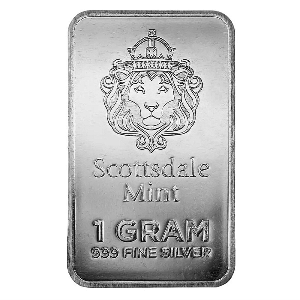 2x  1-Gram Scottsdale Mint Silver Bars- Silver Prepper Fine Silver Bars/Bullion